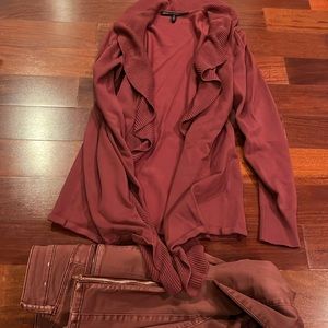 White House Black Market pants & top bundle The Skimmer zip jeans & wrap sweater